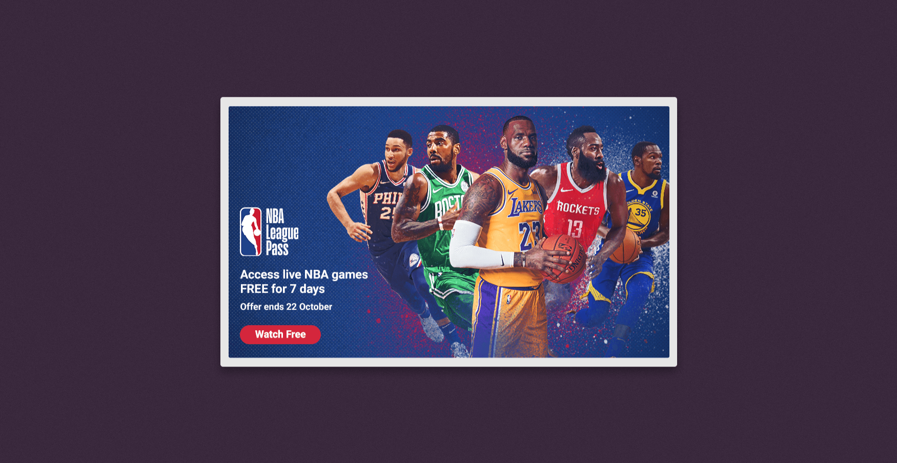 Splash page designed for NBA.com, to promote the League Pass service before the 2018/19 season